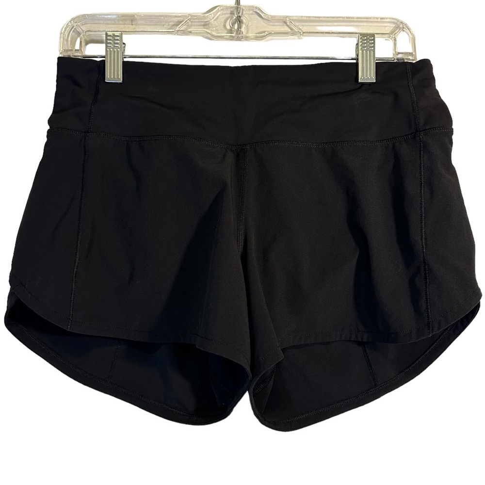 Lululemon Black Speed Up Mid-Rise Lined Short 4” Size 6